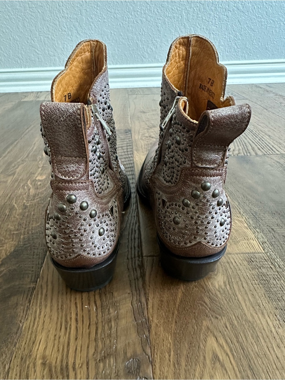 Old Gringo Ariel Dion Studded Western Ankle Boots Brown Leather Size 7 - Picture 3 of 14